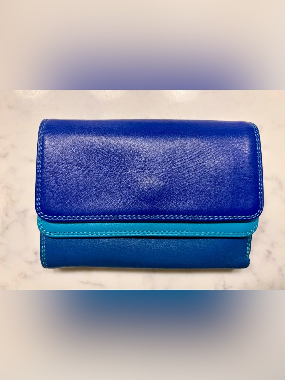 Mywalit Seascape NappaLeather Women’s Double flap Wallet - Deep Blue & Turquoise